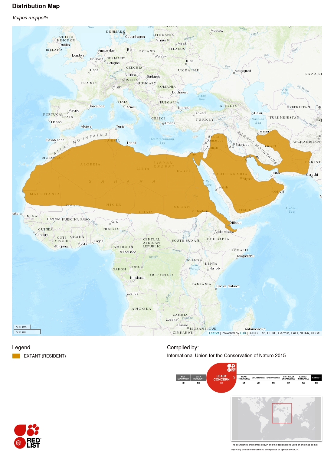 (Ruppell's fox range map)